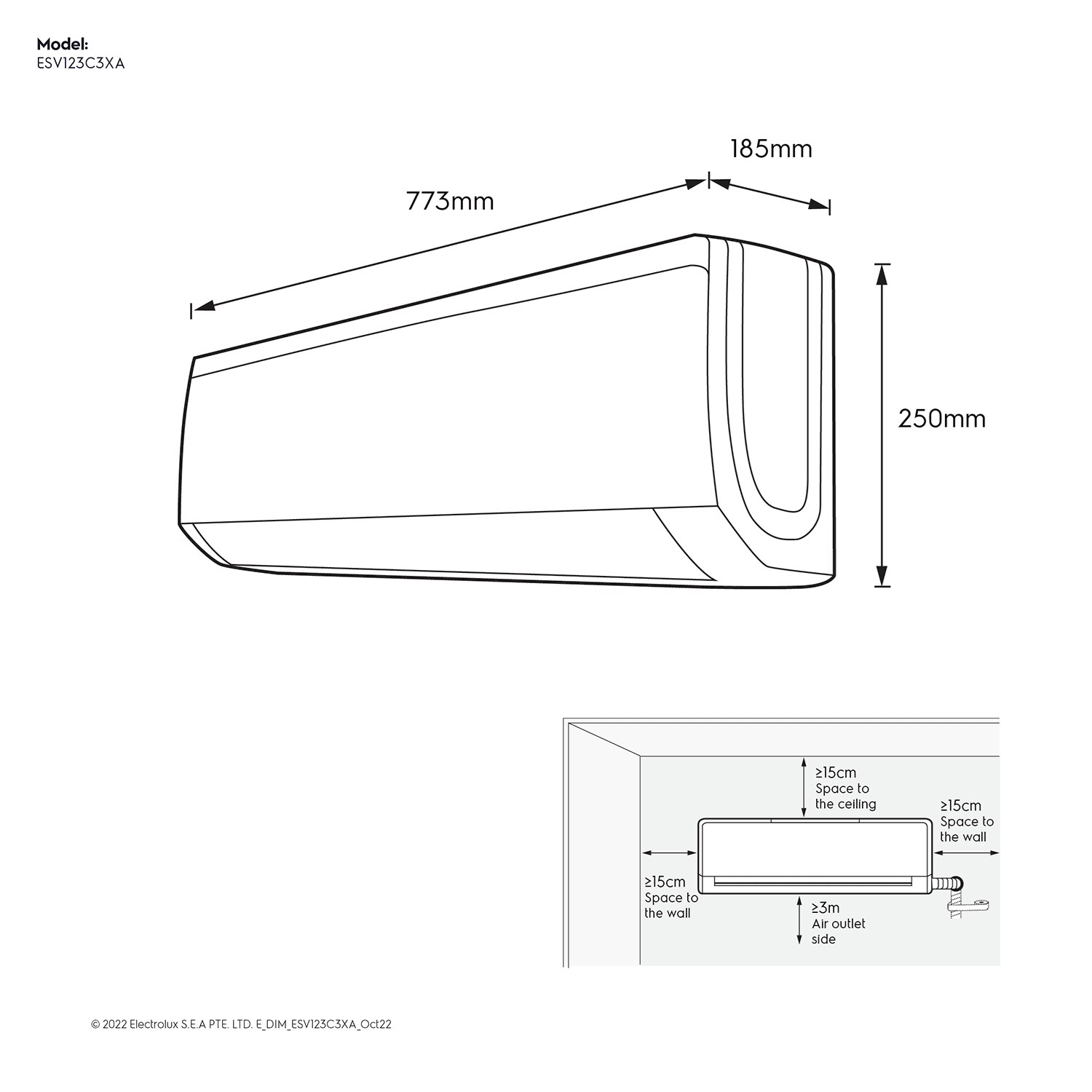 12112 BTU inverter air conditioner ESV123C3XA Electrolux Thailand