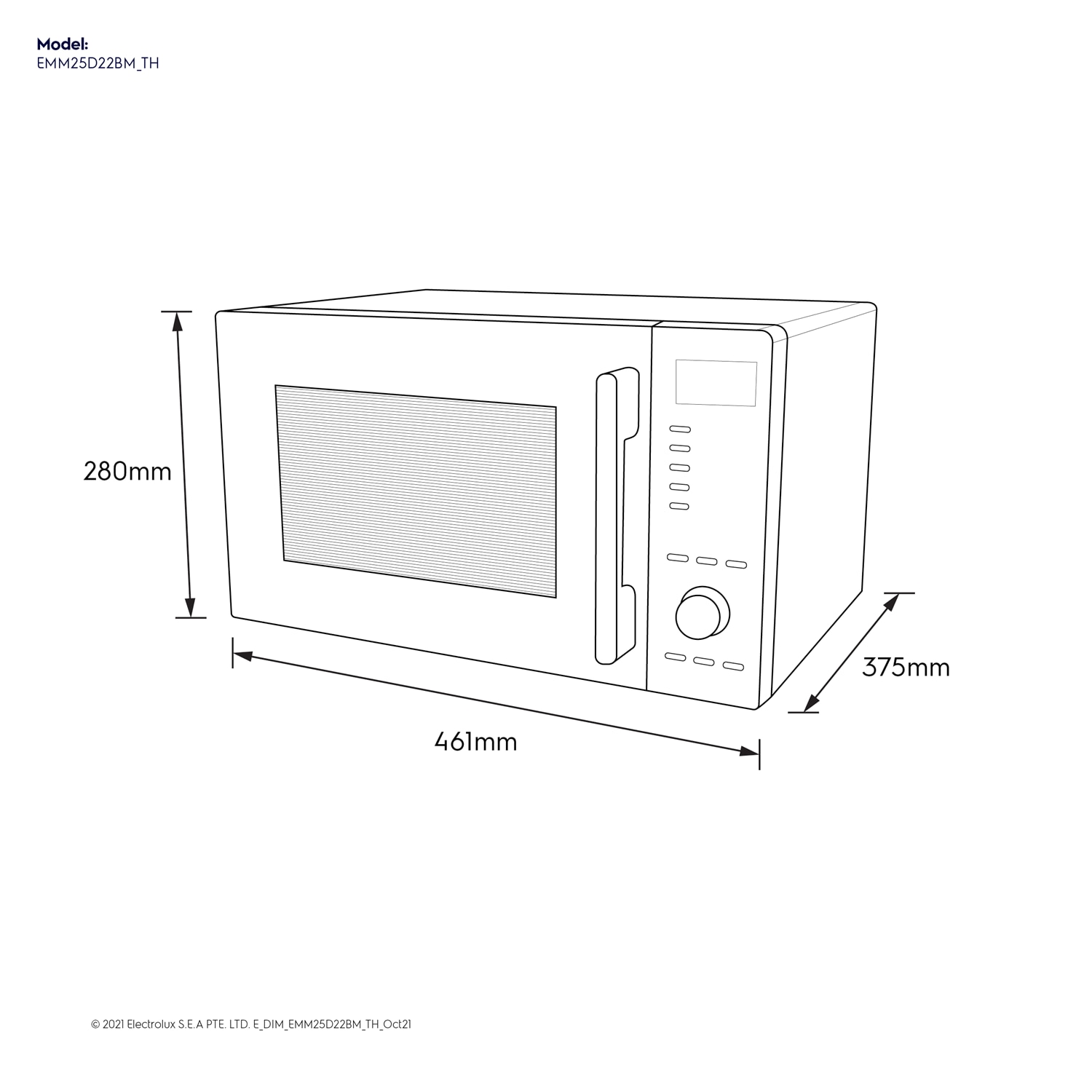 25L freestanding microwave oven EMM25D22BM Electrolux Thailand