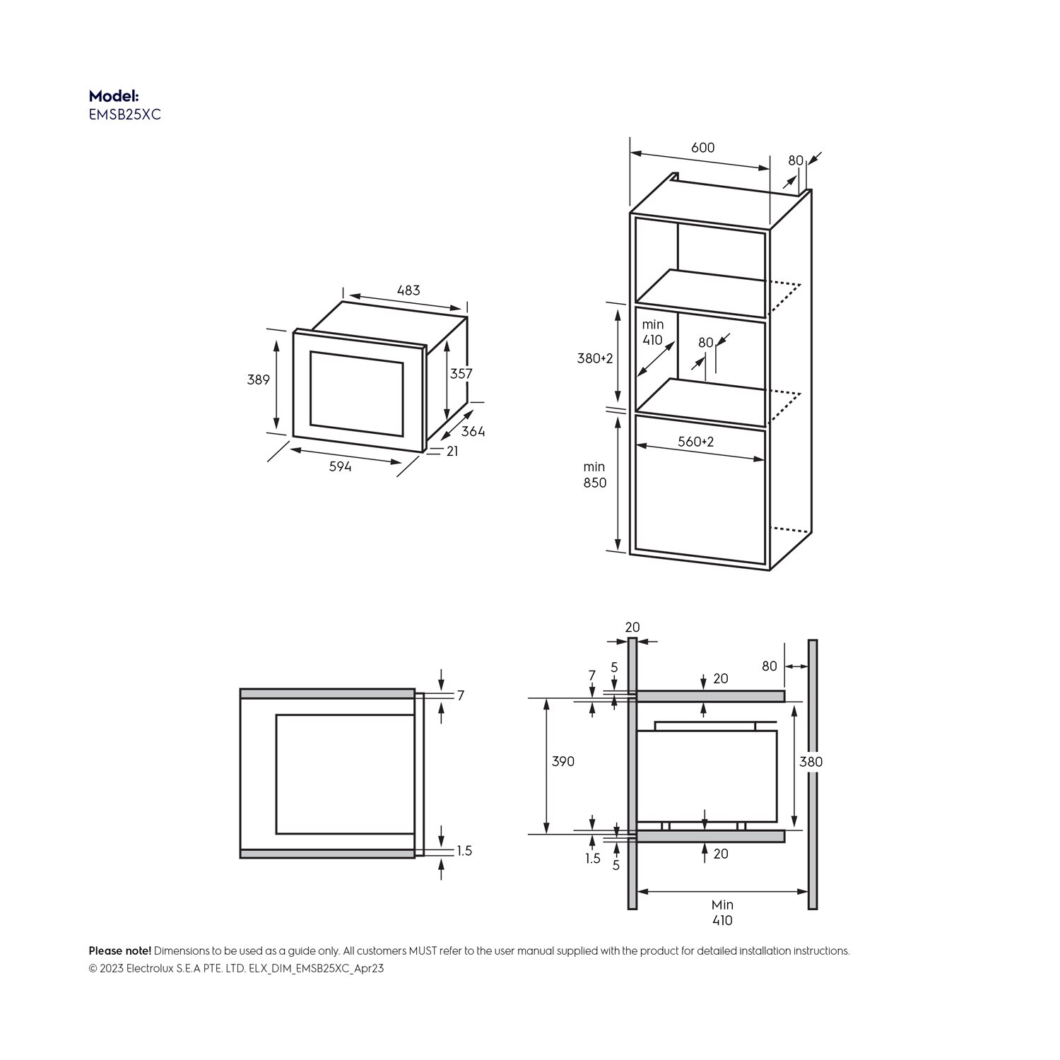 25L builtin combination microwave oven EMSB25XC Electrolux Thailand