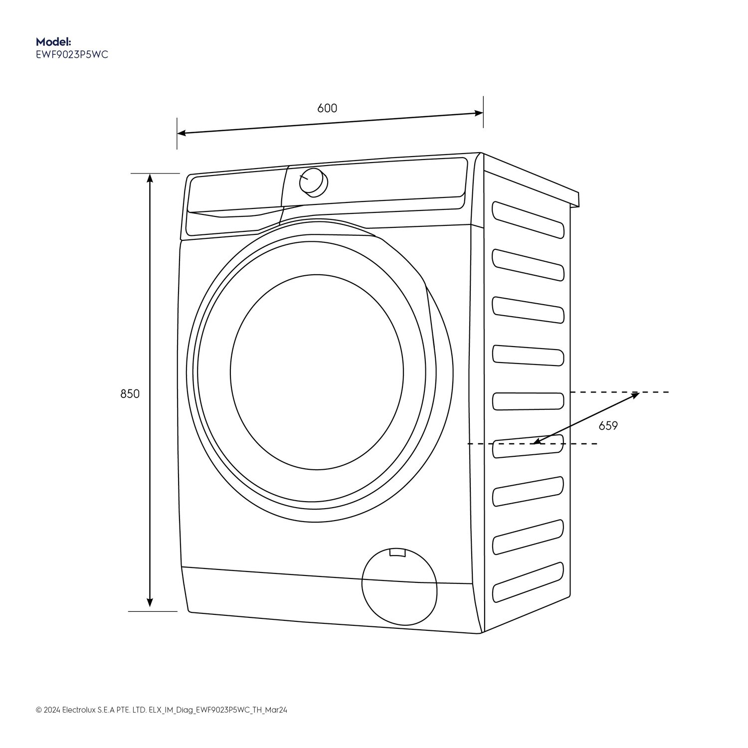 9kg UltimateCare 500 front load washing machine EWF9023P5WC