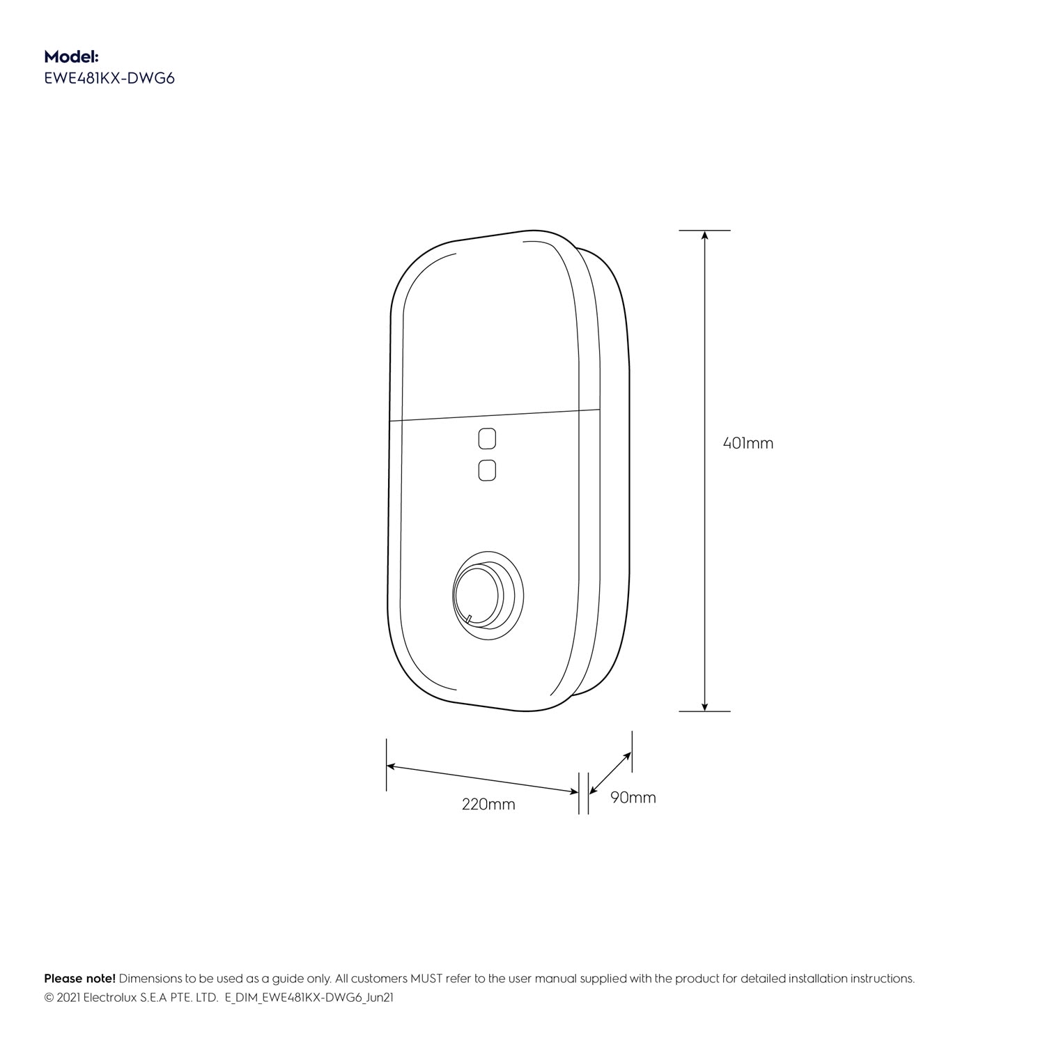 4.8kW ComfortFlow 500 electric instant water heater with slide bar
