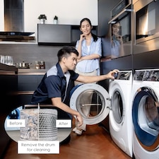 Service centre cleaning for washing machines