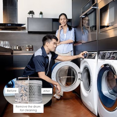 Service centre cleaning for washing machines